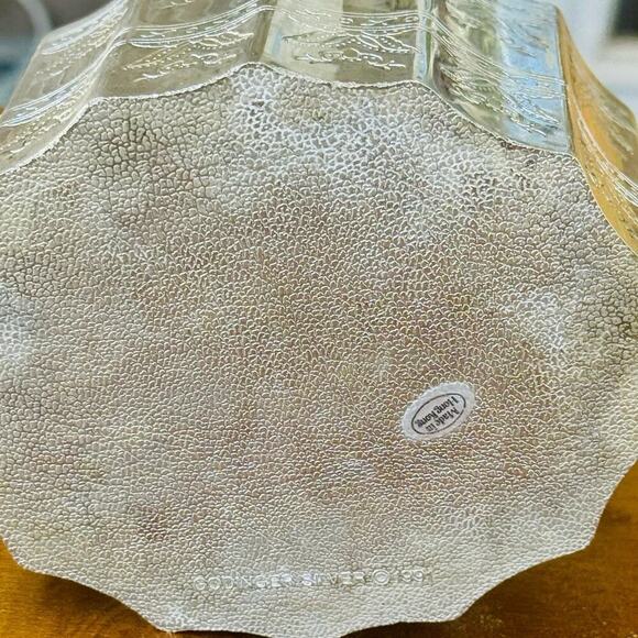 Vintage Silver Plated Etched Lidded Boxes Pair Ornate Scalloped Jewelry Storage - Picture 5 of 7